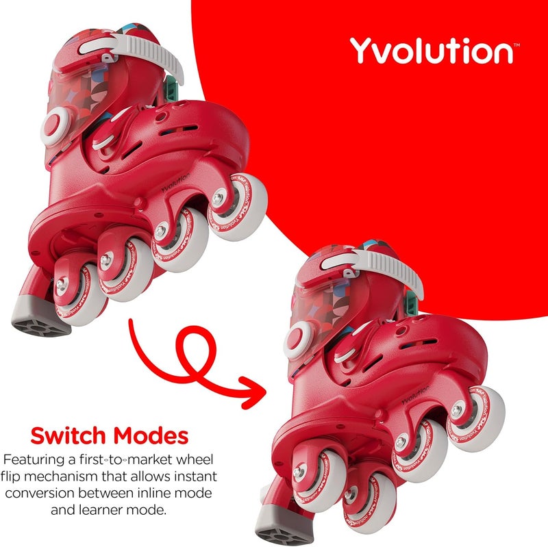 Yvolution Learner Twista Skates – 2-in-1 Adjustable Kids Roller Skates for Ages 2+ – Converts from Tri-Wheel to Inline Skates – No Tools Needed – US Size 7-11 - Image 3